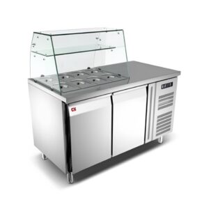 CN OPEN TOP SALAD COUNTER CHILLER WITH SNEEZE GLASS ~ CN-OTSC2DCC.4.5