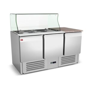 CN OPEN TOP SALAD 3 DOOR COUNTER CHILLER WITH SNEEZE GLASS ~ CN-OTSC3DCC.6